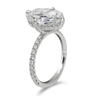 Diamond Ring Oval Cut 6 Carat Solitaire Ring in Platinum Side View
