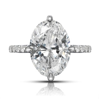 Diamond Ring Oval Cut 6 Carat Solitaire Ring in Platinum Front View
