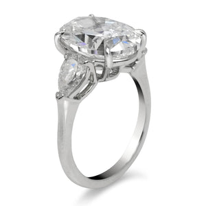 Diamond Ring Oval Cut 6 Carat Three Stone Ring in Platinum Side View