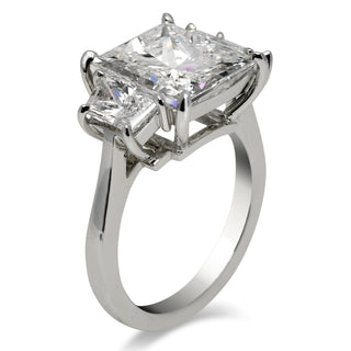 Diamond Ring Princess Cut 6 Carat three stone ring in Platinum Side View