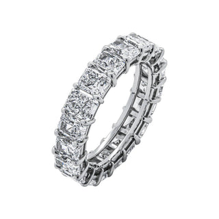 6 Carat Radiant Cut Diamond Eternity Band in Platinum 30 pointer Side View