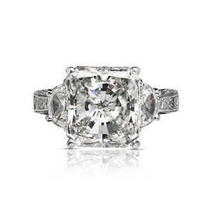 Diamond Ring Radiant Cut 7 Carat Three Stone Ring in 18K White Gold Front View