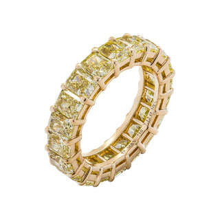 7 Carat Radiant Cut Diamond Eternity Band in 18K Yellow Gold 35 pointer Side View