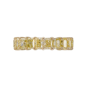 7 Carat Radiant Cut Diamond Eternity Band in 18K Yellow Gold 35 pointer Front View
