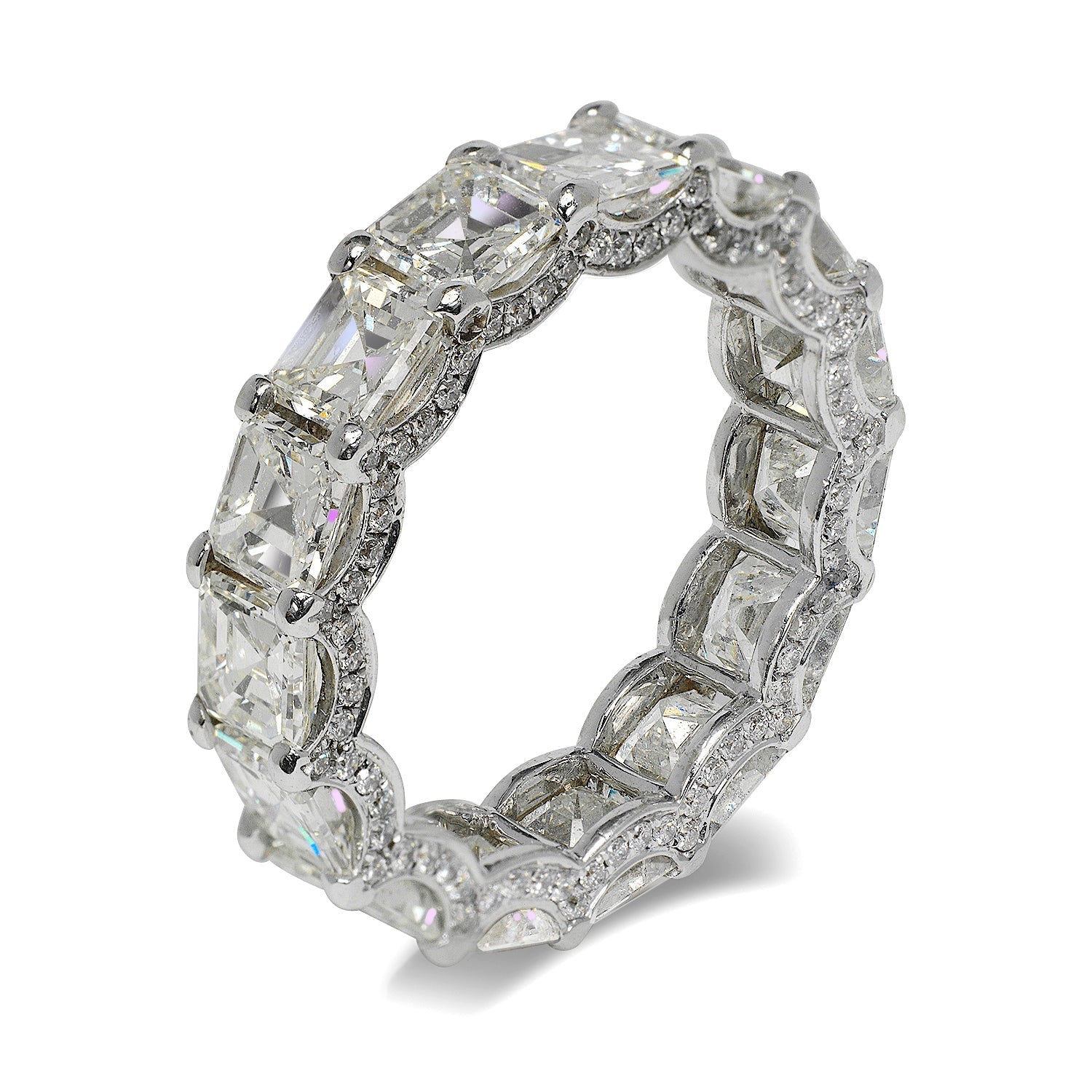 3.50 Ct. Bezel Set Asscher Diamond Eternity Ring | Fascinating Diamonds