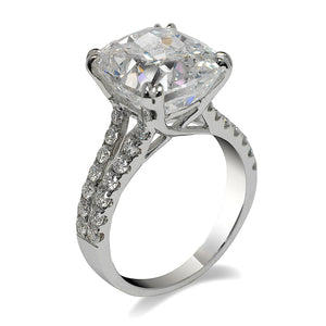 Flawless Diamond Ring Cushion Cut 8 Carat Solitaire Ring in 18K White Gold Side View