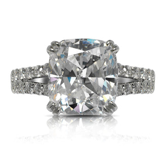 Flawless Diamond Ring Cushion Cut 8 Carat Solitaire Ring in 18K White Gold Front View