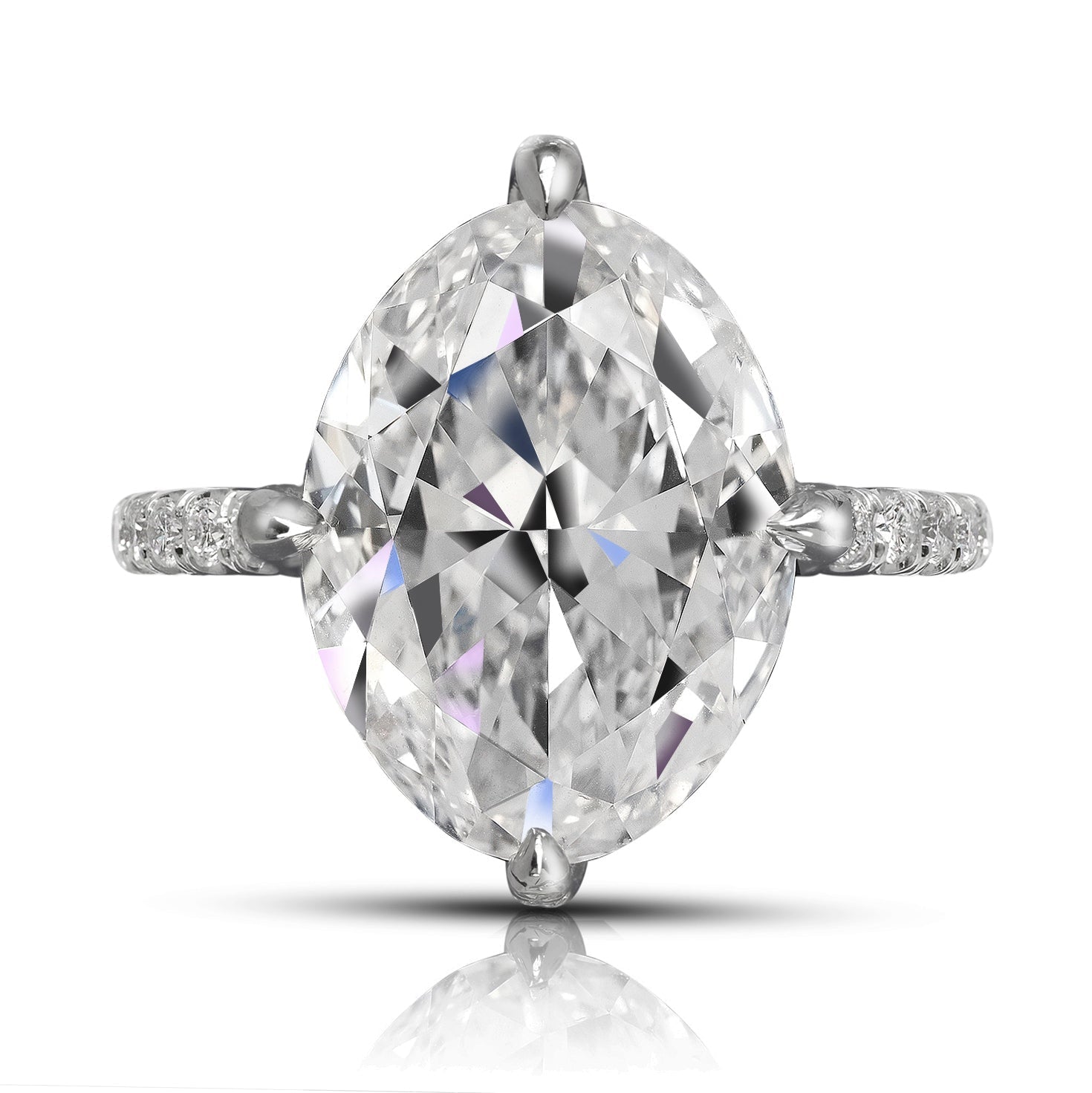 Diamond Ring Oval Cut 8 Carat Solitaire Ring in Platinum Front View