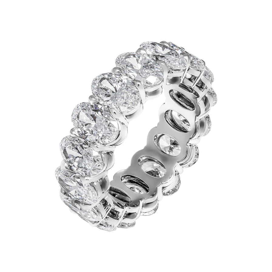 8 Carat Oval Cut Diamond Eternity Band in Platinum 50 pointer Side View