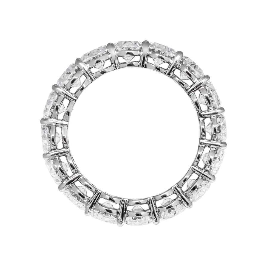 8 Carat Oval Cut Diamond Eternity Band in Platinum 50 pointer Top View