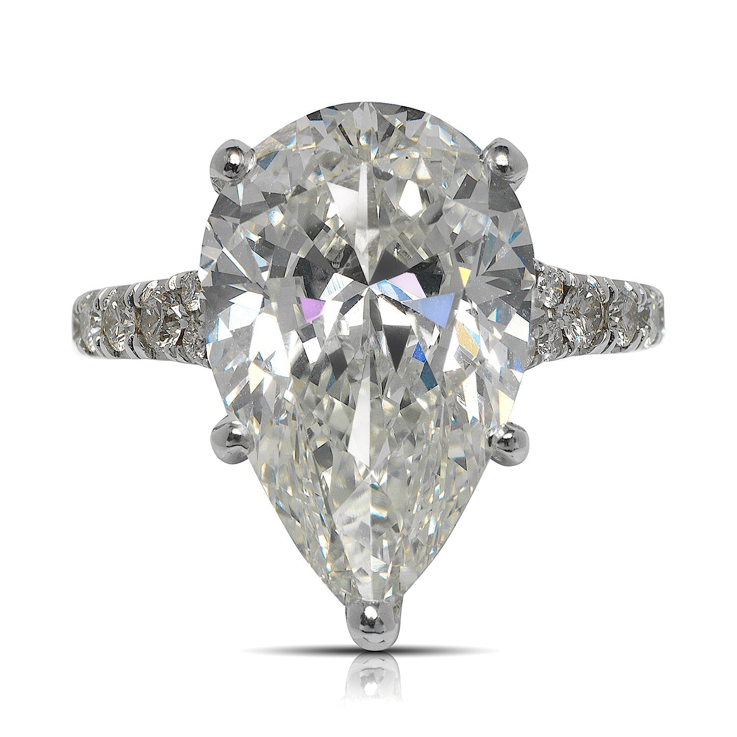 2.65 Carats Pear Shape Side Stones Majestic Hidden Halo Diamond Engagement Ring 8