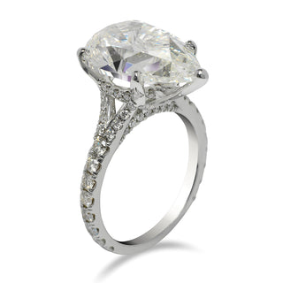 Diamond Ring Pear Shape Cut 8 Carat Sidestone Ring in 18K White Gold Side View