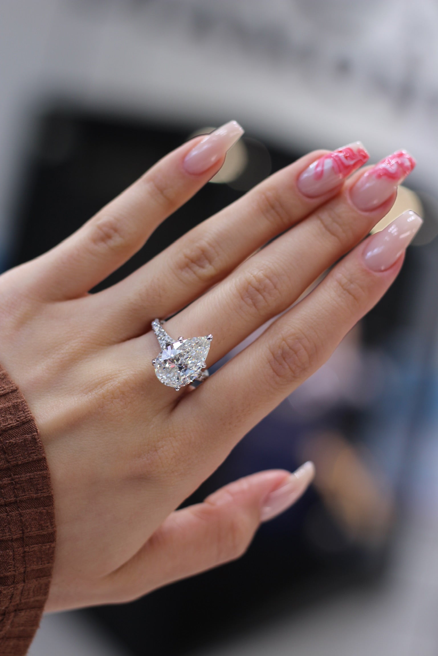 Carat Pear Cut Diamond Teardrop Style Ring Palma 8-Carat Pear