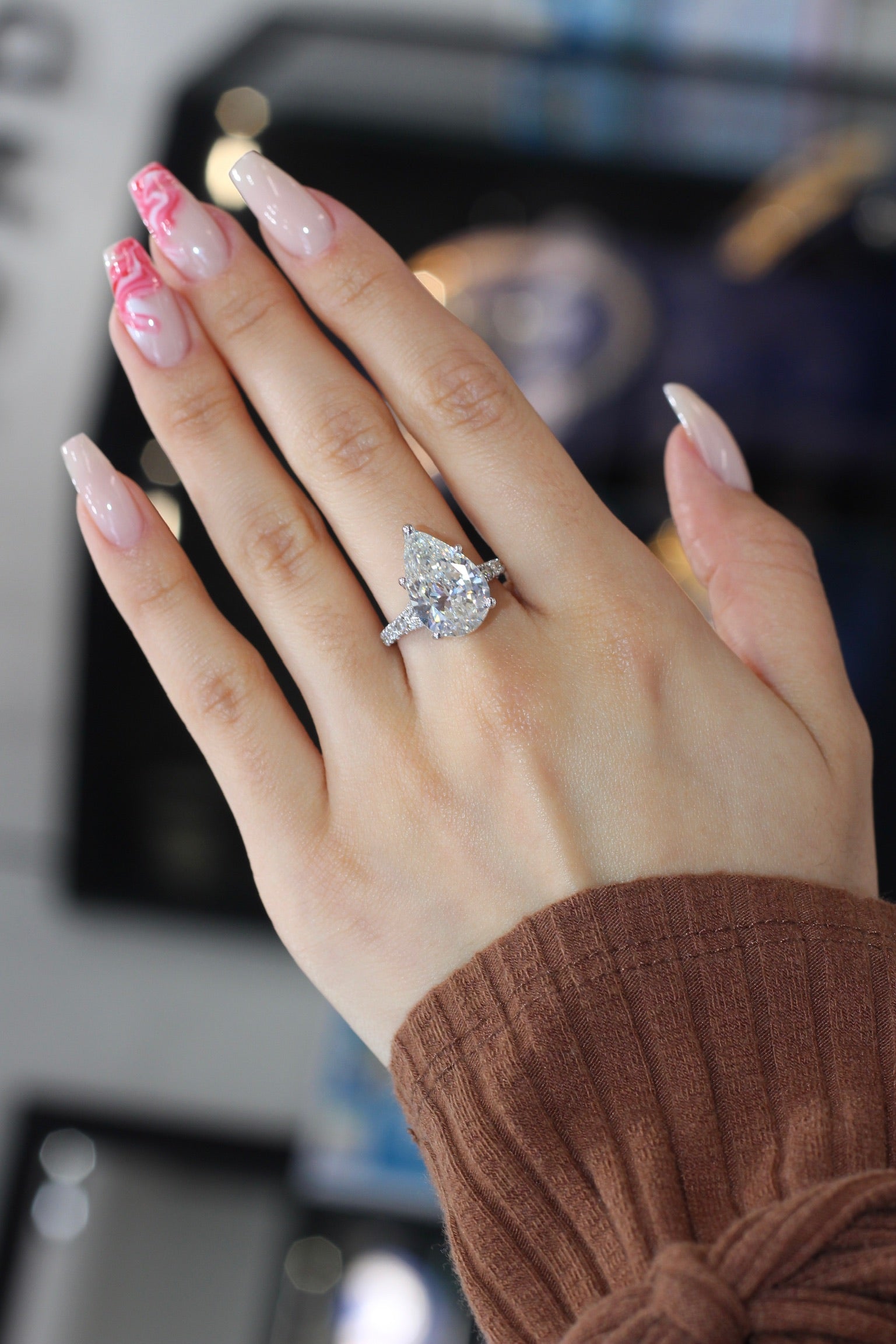 1 5/8ct Diamond Engagement 3-Stone Ring & Matching Wedding Band 14K White  Gold
