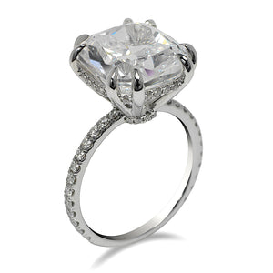 Diamond Ring Cushion Cut 9 Carat Solitaire Ring in 18K White Gold Side View