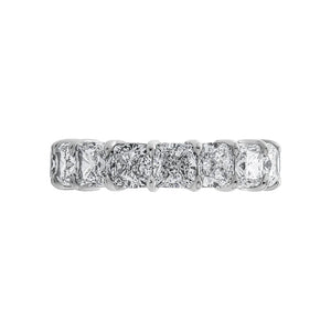9 Carat Cushion Cut Diamond Eternity Band in Platinum pointer Front View