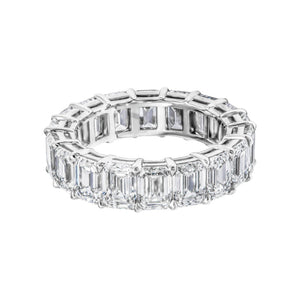 9 Carat Emerald Cut Diamond Eternity Band in Platinum 50 pointer Front View
