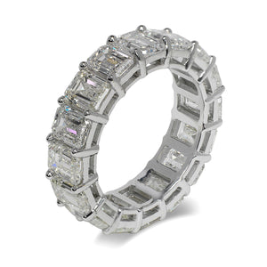 Emerald Cut Diamond Eternity Band in White Gold Shared Prong Side View