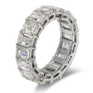 Emerald Cut  Diamond Eternity Band in White Gold  Shared prong Set Side View