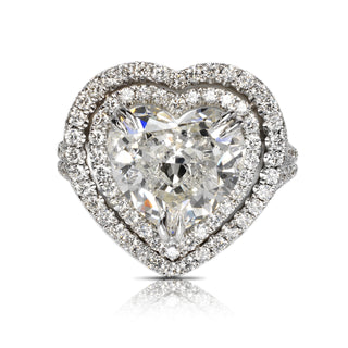 Diamond Ring Heart-Shaped 9 Carat  Double Halo Ring in 18K  White Gold Front View