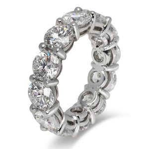 Round Diamond Eternity Band in White Gold  U shaped shared prongs Set Side View