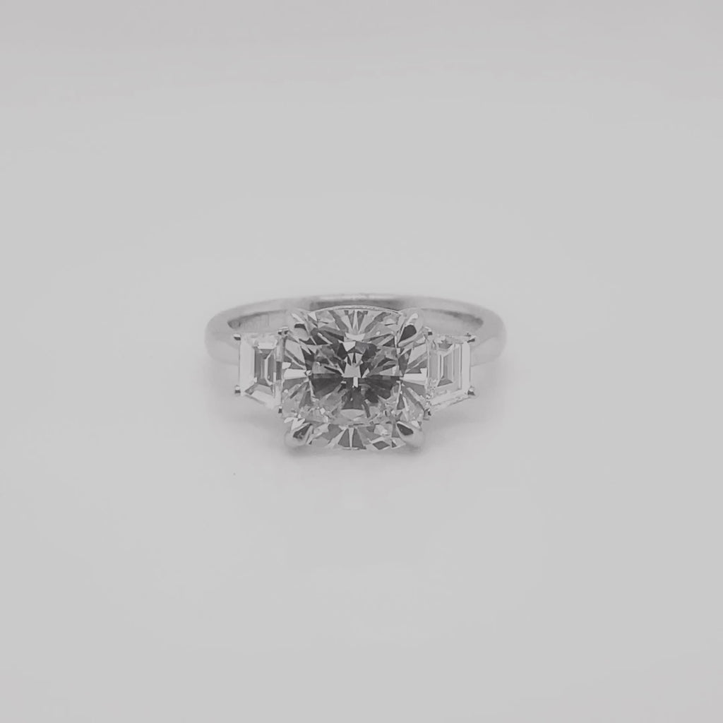 LARA 4 Carat Cushion Cut Lab Grown Diamond Engagement Ring. Video