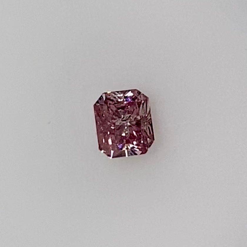 Argyle 0.63 Carat Radiant Cut Fancy Intense Pink Diamond