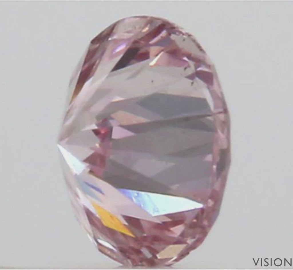 Natural Fancy Purplish Pink 0.30 Carat Round Brilliant Diamond Full  View Video
