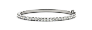 Diamond Bangle Bracelet Round Shaped 3 Carat in 14K & 18K  White Gold Front View