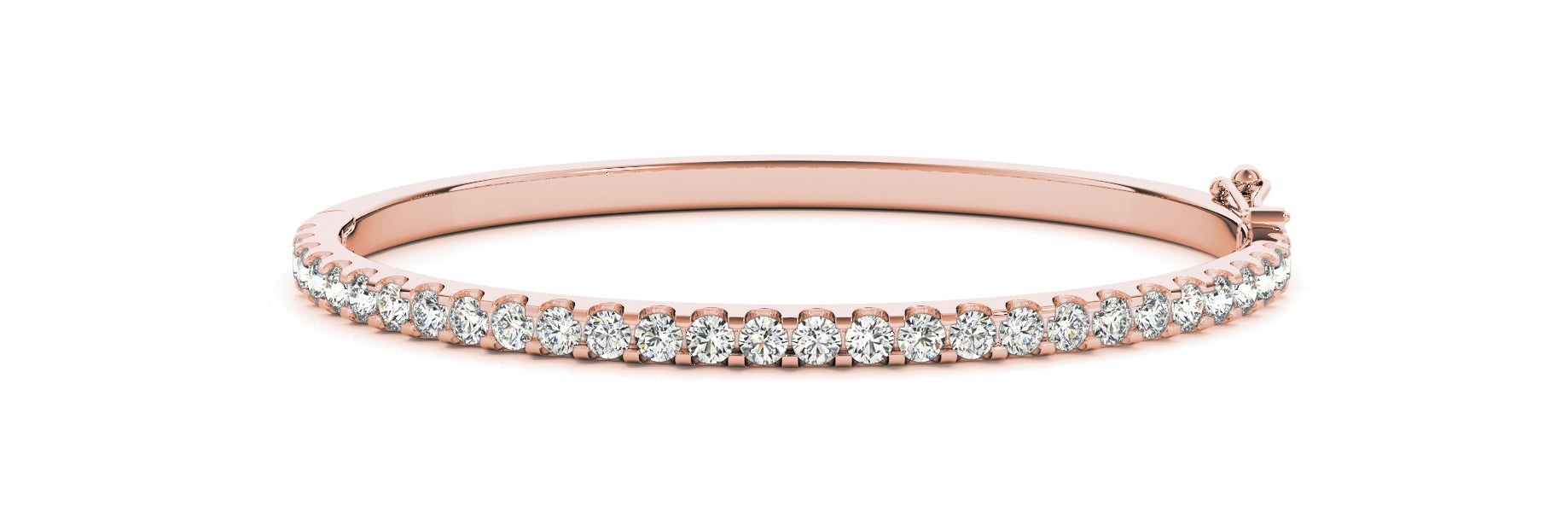 Diamond Bangle Bracelet Round Shaped 4 Carat in 14K & 18K Rose Gold Front View