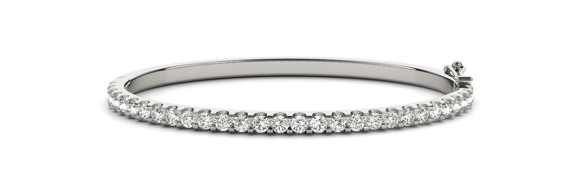 Diamond Bangle Bracelet Round Shaped 4 Carat in 14K & 18K White Gold Front View