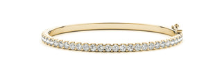 Diamond Bangle Bracelet in Round Shaped 1 carat  in 18K Yellow Gold Front View