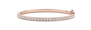 Diamond Bangle Bracelet in Round Shaped 1 carat  in 18K Rose Gold Front View