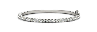 Diamond Bangle Bracelet in Round Shaped 1 carat  in 18K White Gold Front View