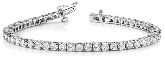 Diamond Tennis Bracelet Round Shaped 5 Carat in 14K - 18K White Gold Front View