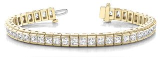 Diamond Tennis Bracelet  Princess Cut 10 Carat in 14K- 18K Yellow Gold Front View