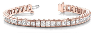 Diamond Tennis Bracelet  Princess Cut 10 Carat in 14K- 18K Rose Gold Front View
