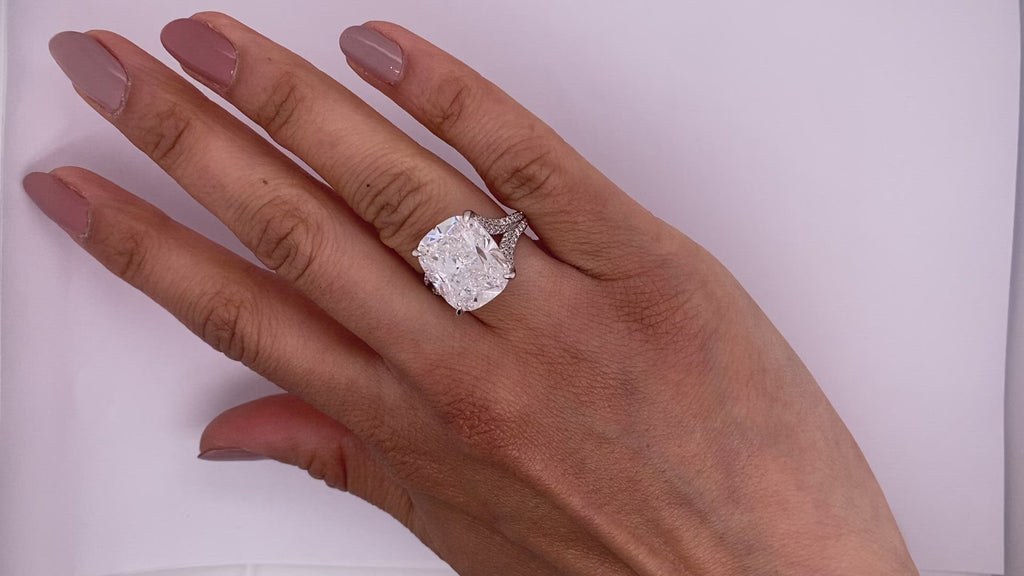 Victoria 13 Carat Cushion Cut E-Color VVS1 Clarity Diamond Engagement Ring Victoria 13 Carat Cushion Cut E-Color VVS1 Clarity Diamond Engagement Ring