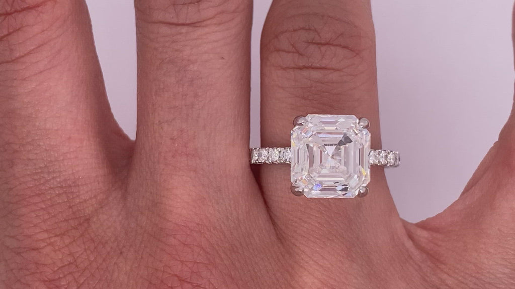1.6 Ct. Asscher Cut Natural Diamond 3 Stone Asscher Cut Bezel Set Diamond  Engagement Ring (GIA Certified) | Diamond Mansion