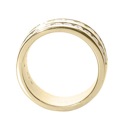 Men's Diamond Wedding Ring Round Cut 2 Carat in 14K Yellow Gold Front View