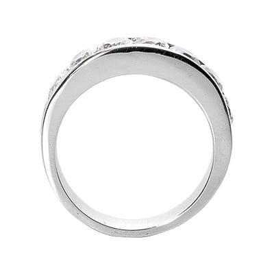 Men's Diamond Wedding Ring Round Cut 2 Carat in 14K White Gold Front View