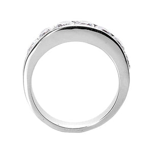 Men's Diamond Wedding Ring Round Cut 2 Carat in 14K White Gold Front View