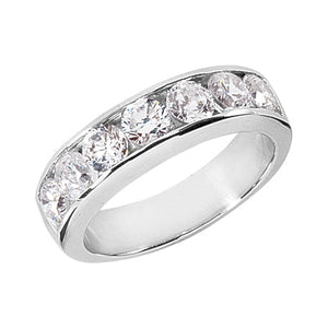 Men's Diamond Wedding Ring Round Cut 2 Carat in 18K White Gold Side View