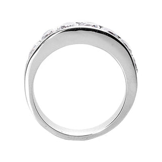 Men's Diamond Wedding Ring Round Cut 2 Carat in 18K White Gold Front View