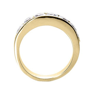 Men's Diamond Wedding Ring Round Cut 2 Carat in 18K Yellow Gold Front View