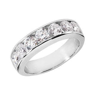 Men's Diamond Wedding Ring Round Cut 2 Carat in Platinum White Gold Side View
