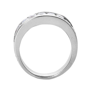 Men's Diamond Wedding Ring Princess Cut 3 Carat in 14K White Gold Front View