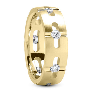 Men's Diamond Wedding Ring Round Cut 7mmin 14K 18K Yellow Gold Side View