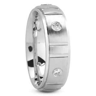Men's Diamond Wedding Ring Round Cut 7mm in 14K White Gold Side View