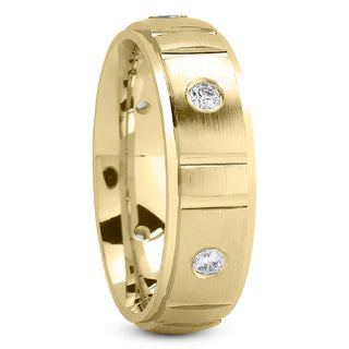 Men's Diamond Wedding Ring Round Cut 7mm in 14K Yellow Gold Side View